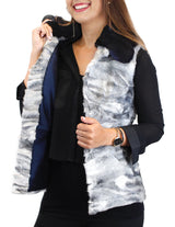 NATURAL GRAY RUSSIAN BROADTAIL LAMB VEST WITH MIDNIGHT BLUE CHINCHILLA FUR COLLAR - from THE REAL FUR DEAL & DAVID APPEL FURS new and pre-owned online fur store!