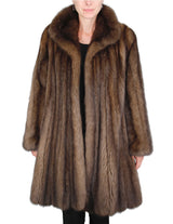 PRE-OWNED LARGE NATURAL RUSSIAN BARGUZIN SABLE FUR ⅞ COAT - from THE REAL FUR DEAL & DAVID APPEL FURS new and pre-owned online fur store!