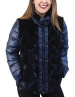 NAVY BLUE SHEARED MINK FUR PUFF JACKET/VEST - REMOVABLE SLEEVES! - from THE REAL FUR DEAL & DAVID APPEL FURS new and pre-owned online fur store!