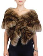 BRAIDED NATURAL RUSSIAN SABLE SECTIONS CROSSOVER STOLE/WRAP - from THE REAL FUR DEAL & DAVID APPEL FURS new and pre-owned online fur store!