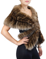 BRAIDED NATURAL RUSSIAN SABLE SECTIONS CROSSOVER STOLE/WRAP - from THE REAL FUR DEAL & DAVID APPEL FURS new and pre-owned online fur store!