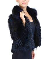 MIDNIGHT BLUE DYED CANADIAN SILVER FOX FUR LAYERED SHORT JACKET - from THE REAL FUR DEAL & DAVID APPEL FURS new and pre-owned online fur store!