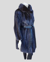 Dark Mink Fur Coat - belted side view