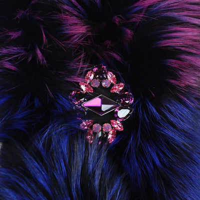 PURPLE & BLUE DYED SILVER FOX FUR COLLAR/SHAWL WITH BROOCH - from THE REAL FUR DEAL & DAVID APPEL FURS new and pre-owned online fur store!
