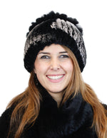 KNITTED REX RABBIT FUR & FOX FUR BEANIE, HAT - from THE REAL FUR DEAL & DAVID APPEL FURS new and pre-owned online fur store!
