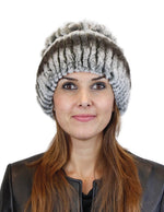 KNITTED REX RABBIT FUR & FOX FUR BEANIE, HAT - from THE REAL FUR DEAL & DAVID APPEL FURS new and pre-owned online fur store!