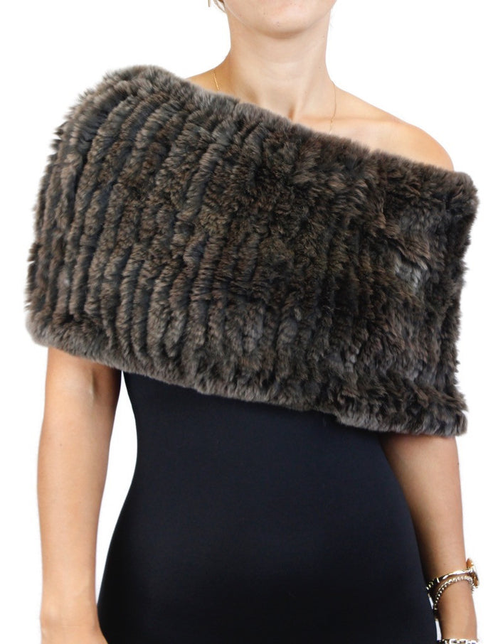 REX RABBIT FUR COWL NECK CIRCULAR STRETCH SCARF – The Real