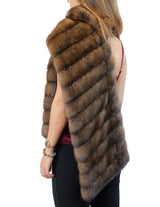 BROWN RUSSIAN SABLE FUR & CASHMERE STOLE - WIDE, DIAGONAL, REVERSIBLE DESIGN! - from THE REAL FUR DEAL & DAVID APPEL FURS new and pre-owned online fur store!