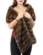 BROWN RUSSIAN SABLE FUR & CASHMERE STOLE - WIDE, DIAGONAL, REVERSIBLE DESIGN! - from THE REAL FUR DEAL & DAVID APPEL FURS new and pre-owned online fur store!