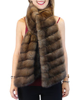 BROWN RUSSIAN SABLE FUR & CASHMERE STOLE - WIDE, DIAGONAL, REVERSIBLE DESIGN! - from THE REAL FUR DEAL & DAVID APPEL FURS new and pre-owned online fur store!