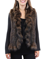 KNITTED NATURAL RUSSIAN SABLE FUR VEST WITH RUFFLES - from THE REAL FUR DEAL & DAVID APPEL FURS new and pre-owned online fur store!