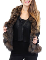 KNITTED NATURAL RUSSIAN SABLE FUR VEST WITH RUFFLES - from THE REAL FUR DEAL & DAVID APPEL FURS new and pre-owned online fur store!