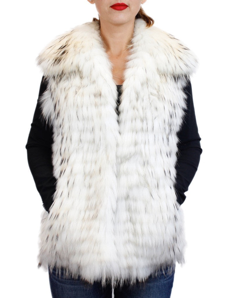 White Feathery Layered Raccoon Fur Vest The Real Fur Deal