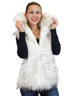 WHITE FEATHERY LAYERED RACCOON FUR VEST - from THE REAL FUR DEAL & DAVID APPEL FURS new and pre-owned online fur store!