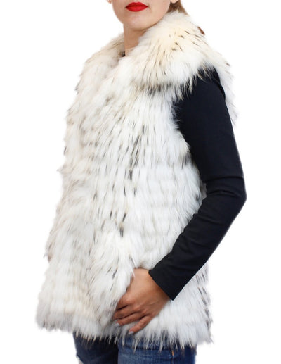 WHITE FEATHERY LAYERED RACCOON FUR VEST - from THE REAL FUR DEAL & DAVID APPEL FURS new and pre-owned online fur store!