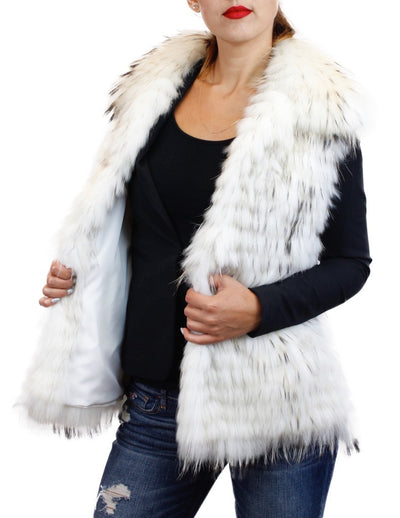 WHITE FEATHERY LAYERED RACCOON FUR VEST - from THE REAL FUR DEAL & DAVID APPEL FURS new and pre-owned online fur store!