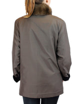 Reversible Brown Kolinsky Mink Fur w/ Russian Sable Fur Collar