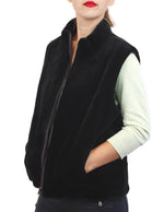 Reversible Brown Sheared Mink Fur and Lamb Leather Vest