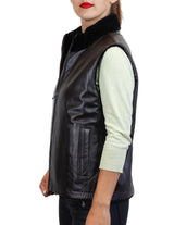 Reversible Brown Sheared Mink Fur and Lamb Leather Vest