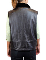 Reversible Brown Sheared Mink Fur and Lamb Leather Vest