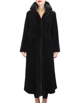 Women's Reversible Sheared and Unsheared Fully Let Out Mink Fur Long Coat