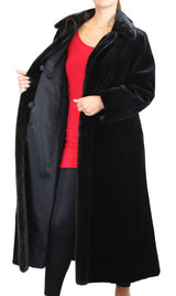 Women's Reversible Sheared and Unsheared Fully Let Out Mink Fur Long Coat