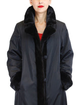 Women's Reversible Sheared and Unsheared Fully Let Out Mink Fur Long Coat