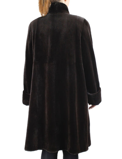 Reversible Brown Sheared Mink Fur 7/8 Coat