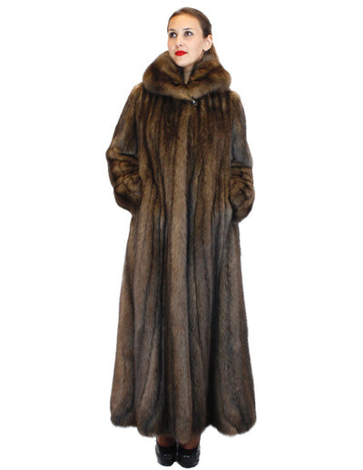 NATURAL ROYAL BARGUZIN RUSSIAN SABLE FUR EXTRA LONG COAT WITH FLARED TRUMPET BOTTOM - from THE REAL FUR DEAL & DAVID APPEL FURS new and pre-owned online fur store!