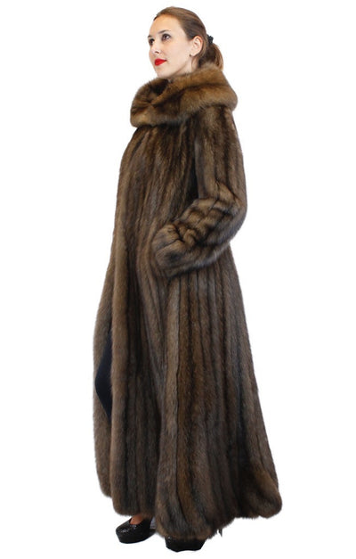 NATURAL ROYAL BARGUZIN RUSSIAN SABLE FUR EXTRA LONG COAT WITH FLARED TRUMPET BOTTOM - from THE REAL FUR DEAL & DAVID APPEL FURS new and pre-owned online fur store!