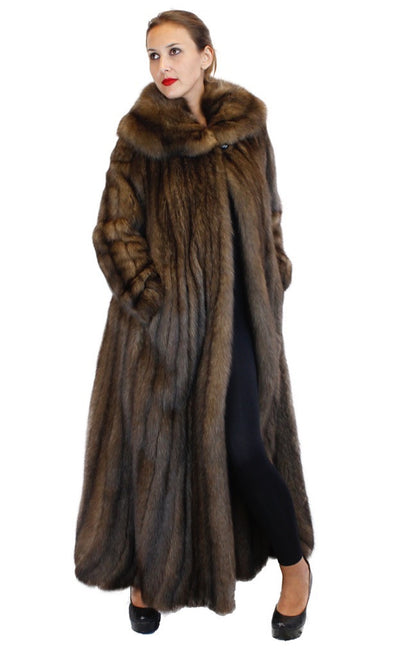 NATURAL ROYAL BARGUZIN RUSSIAN SABLE FUR EXTRA LONG COAT WITH FLARED TRUMPET BOTTOM - from THE REAL FUR DEAL & DAVID APPEL FURS new and pre-owned online fur store!