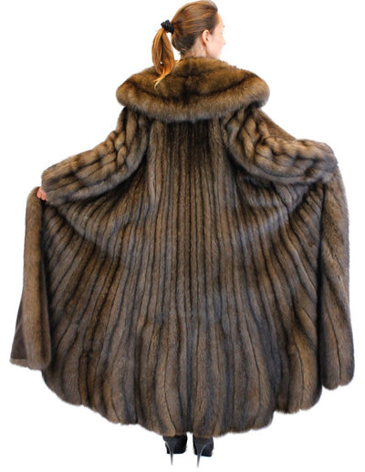 NATURAL ROYAL BARGUZIN RUSSIAN SABLE FUR EXTRA LONG COAT WITH FLARED TRUMPET BOTTOM - from THE REAL FUR DEAL & DAVID APPEL FURS new and pre-owned online fur store!