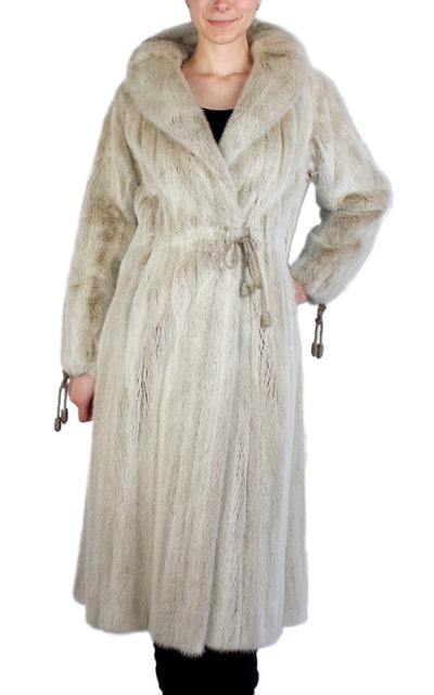 PRE-OWNED SMALL, UNIQUE BLUSH DYED MINK FUR COAT WITH MATCHING ROPE TIES! - from THE REAL FUR DEAL & DAVID APPEL FURS new and pre-owned online fur store!