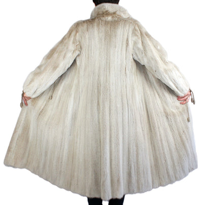 PRE-OWNED SMALL, UNIQUE BLUSH DYED MINK FUR COAT WITH MATCHING ROPE TIES! - from THE REAL FUR DEAL & DAVID APPEL FURS new and pre-owned online fur store!