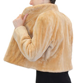 SMALL/MEDIUM BUTTERSCOTCH SHEARED BEAVER FUR BOLERO JACKET - from THE REAL FUR DEAL & DAVID APPEL FURS new and pre-owned online fur store!