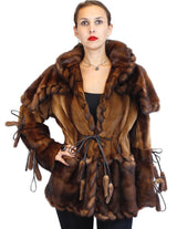 WILD STYLE TOFFEE BROWN MINK FUR SEMI-SHEARED EXOTIC JACKET W/ REMOVABLE CAPE COLLAR - from THE REAL FUR DEAL & DAVID APPEL FURS new and pre-owned online fur store!