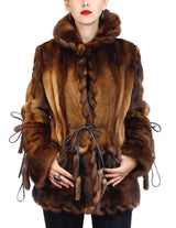 WILD STYLE TOFFEE BROWN MINK FUR SEMI-SHEARED EXOTIC JACKET W/ REMOVABLE CAPE COLLAR - from THE REAL FUR DEAL & DAVID APPEL FURS new and pre-owned online fur store!