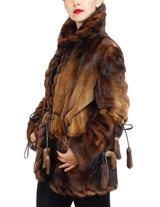 WILD STYLE TOFFEE BROWN MINK FUR SEMI-SHEARED EXOTIC JACKET W/ REMOVABLE CAPE COLLAR - from THE REAL FUR DEAL & DAVID APPEL FURS new and pre-owned online fur store!