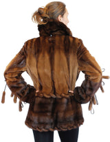 WILD STYLE TOFFEE BROWN MINK FUR SEMI-SHEARED EXOTIC JACKET W/ REMOVABLE CAPE COLLAR - from THE REAL FUR DEAL & DAVID APPEL FURS new and pre-owned online fur store!