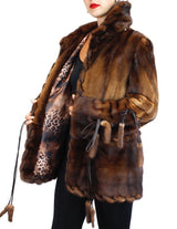 WILD STYLE TOFFEE BROWN MINK FUR SEMI-SHEARED EXOTIC JACKET W/ REMOVABLE CAPE COLLAR - from THE REAL FUR DEAL & DAVID APPEL FURS new and pre-owned online fur store!