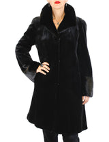 FULLY LET OUT BLACK SHEARED MINK & UNSHEARED BLACK GLAMA MINK FUR 7/8 COAT - from THE REAL FUR DEAL & DAVID APPEL FURS new and pre-owned online fur store!