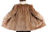 PRE-OWNED SMALL/PETITE TAN SHEARED BEAVER FUR JACKET WITH FOX FUR COLLAR, CORDUROY CUT - from THE REAL FUR DEAL & DAVID APPEL FURS new and pre-owned online fur store!