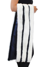 WHITE MINK & NAVY BLUE SHEARED MINK FUR CROSSOVER STOLE - from THE REAL FUR DEAL & DAVID APPEL FURS new and pre-owned online fur store!