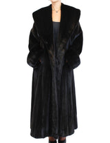 LONG BLACK GLAMA FEMALE MINK FUR ROBE/SWING COAT W/ HUGE COLLAR & CUFFS! - from THE REAL FUR DEAL & DAVID APPEL FURS new and pre-owned online fur store!