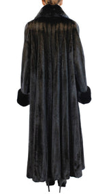 LONG BLACK GLAMA FEMALE MINK FUR ROBE/SWING COAT W/ HUGE COLLAR & CUFFS! - from THE REAL FUR DEAL & DAVID APPEL FURS new and pre-owned online fur store!